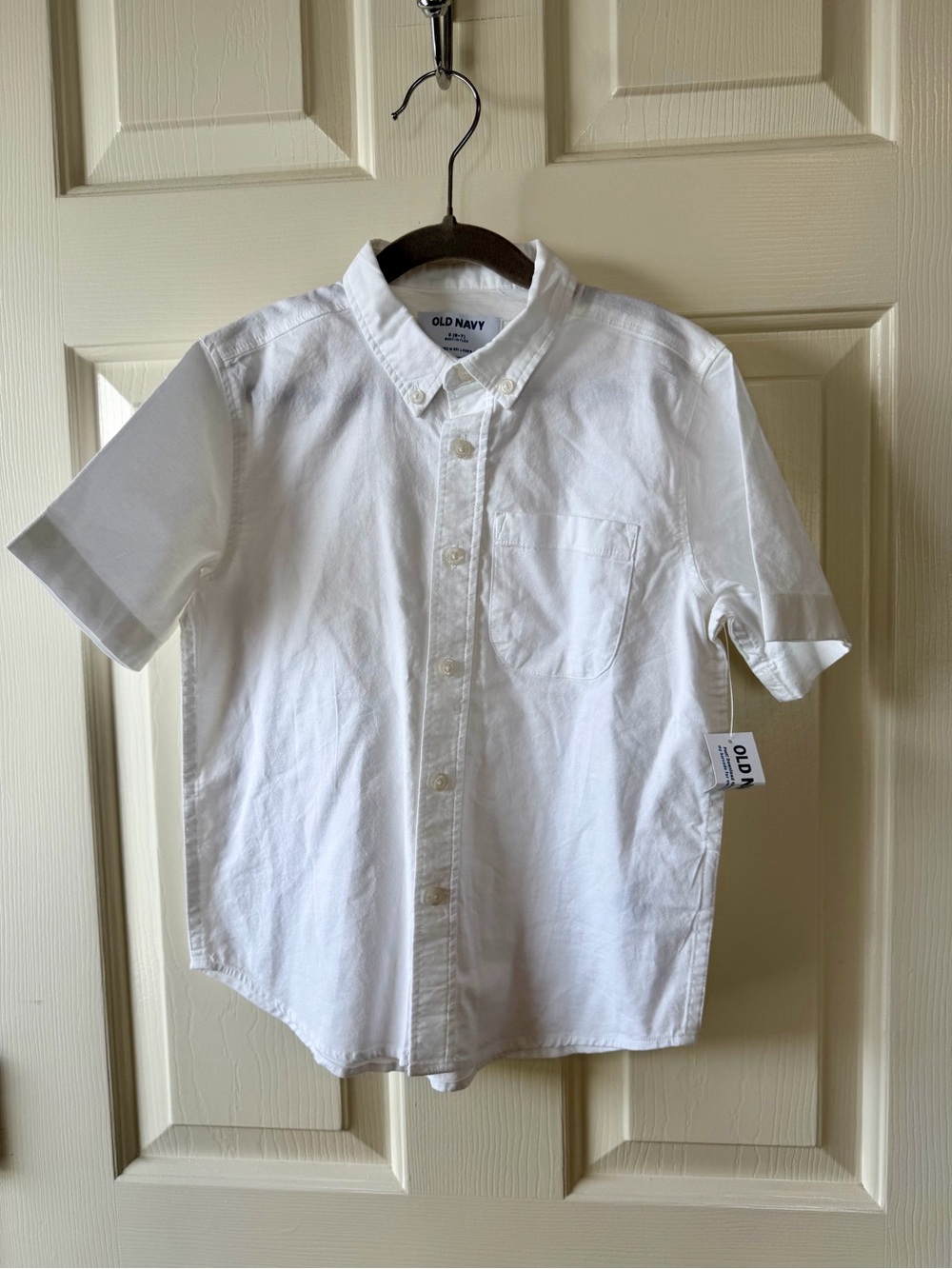 Boys Old Navy White Short-Sleeve Button-Down Shirt Sz Small